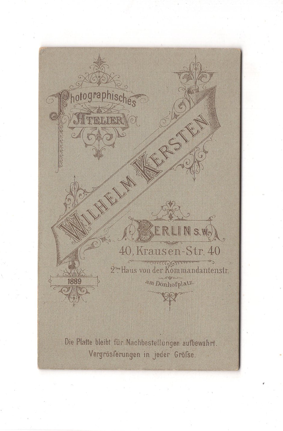 Fotografie Damenportrait - Berlin 1889 / CDV C1-11