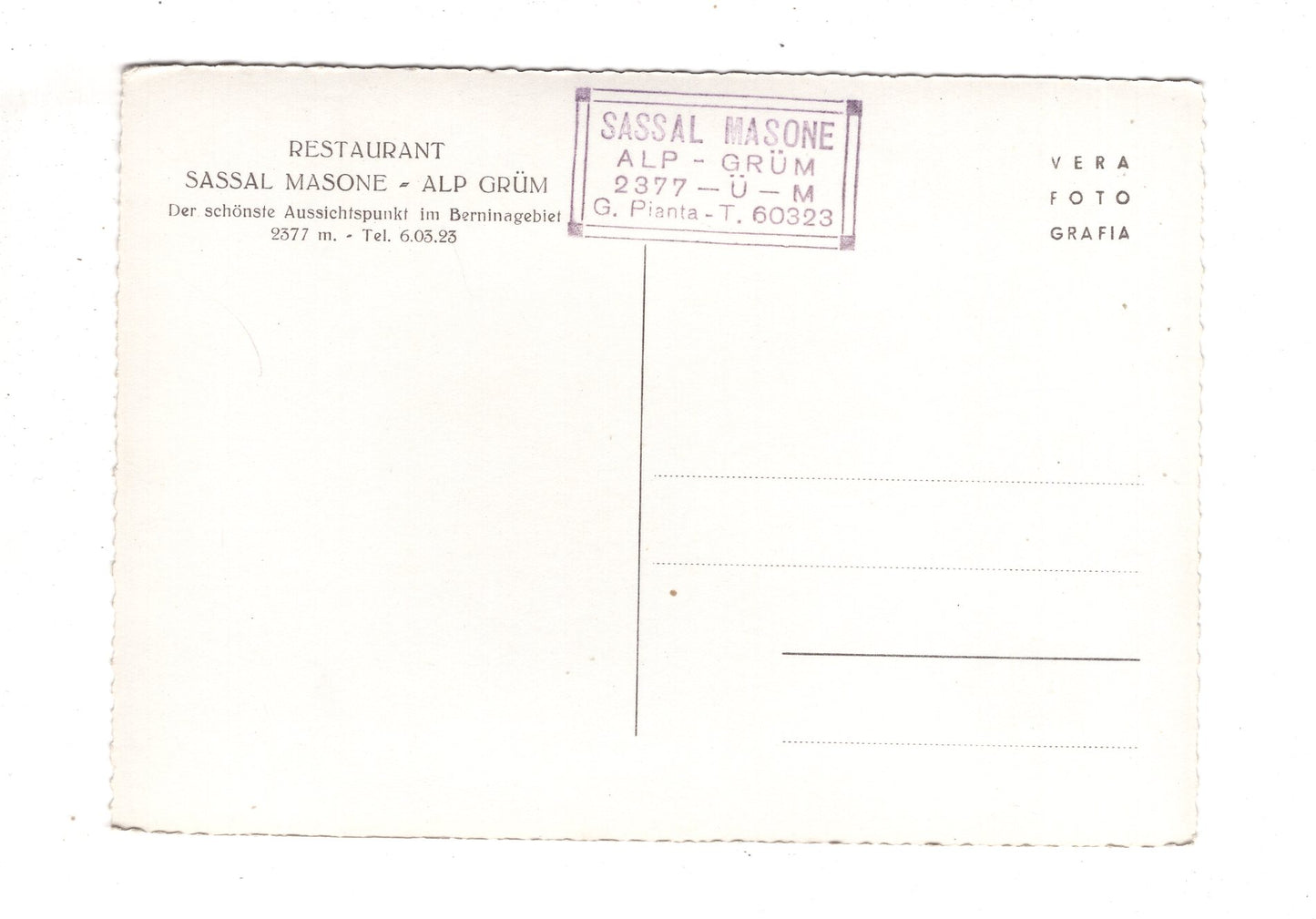Ansichtskarte Restaurant Sassal Masone - Alp Grüm / Schweiz