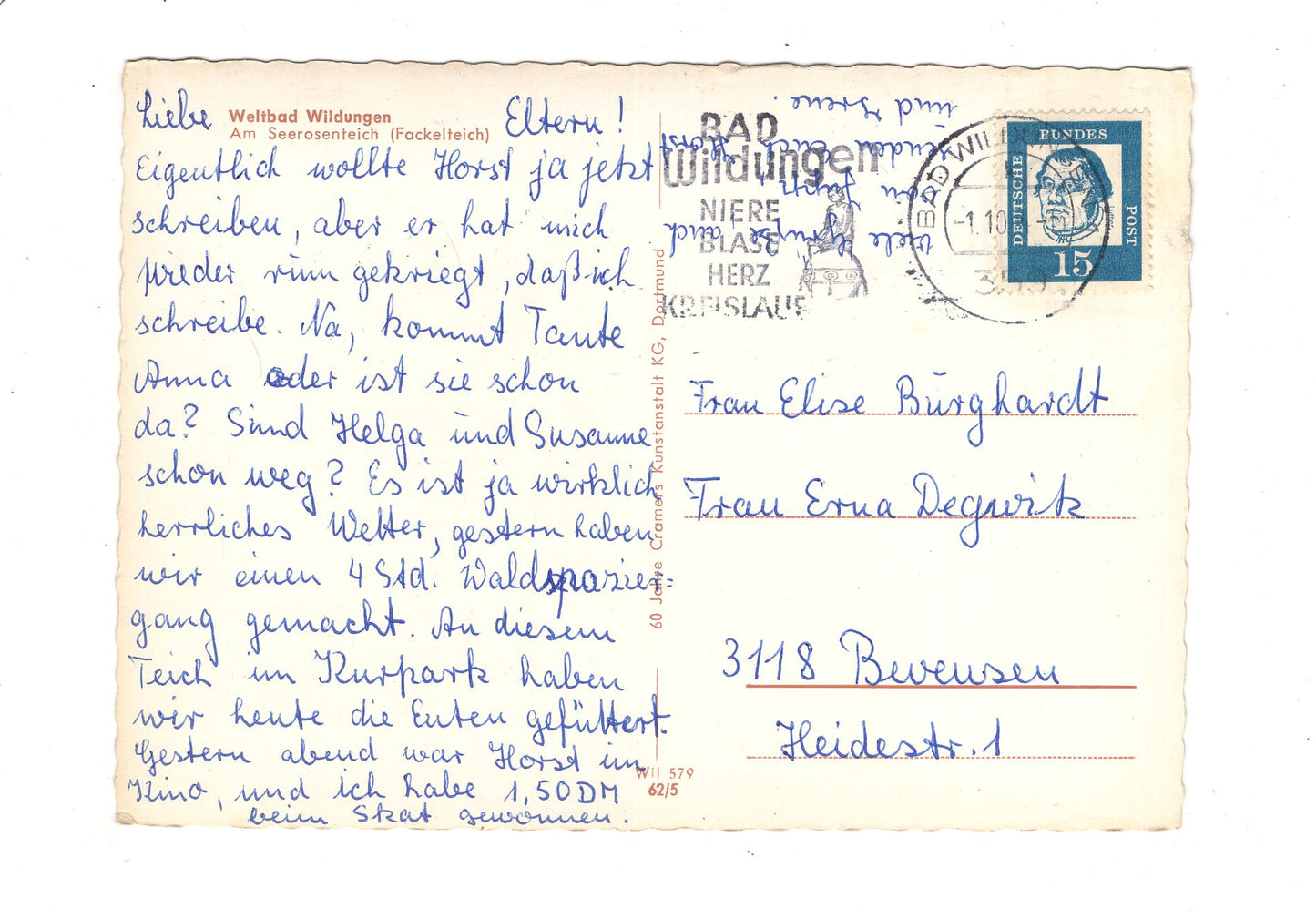 Ansichtskarte Bad Wildungen / Am Seerosenteich