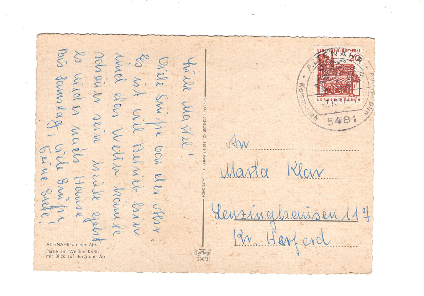 Ansichtskarte Altenahr an der Ahr / Partie am Weißen Kreuz / H1-61