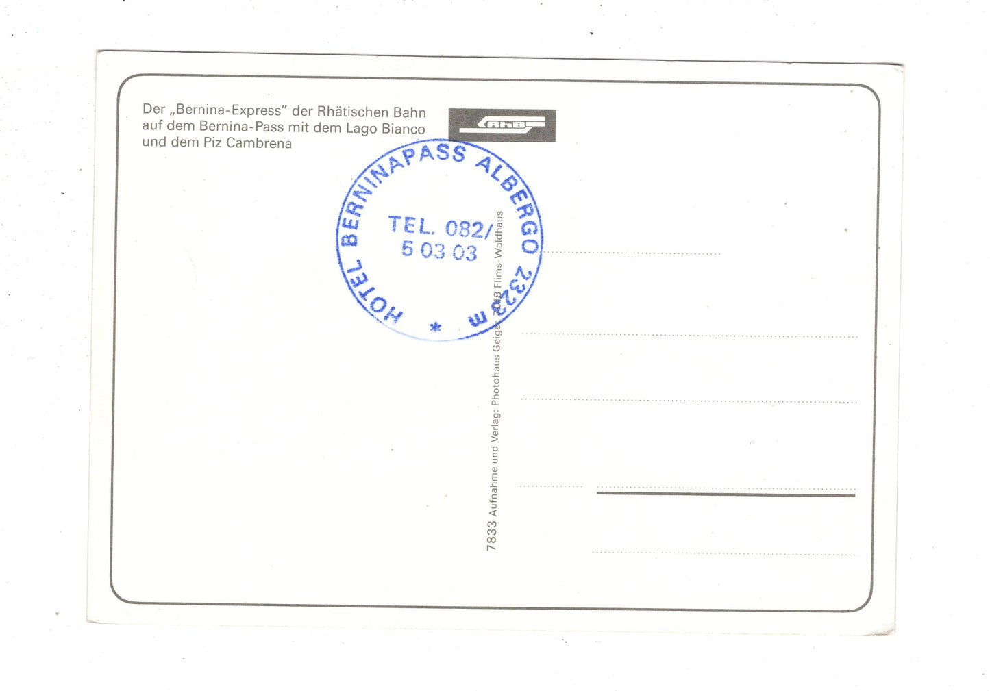 Ansichtskarte Bernina Express / Rhätische Bahn / Schweiz