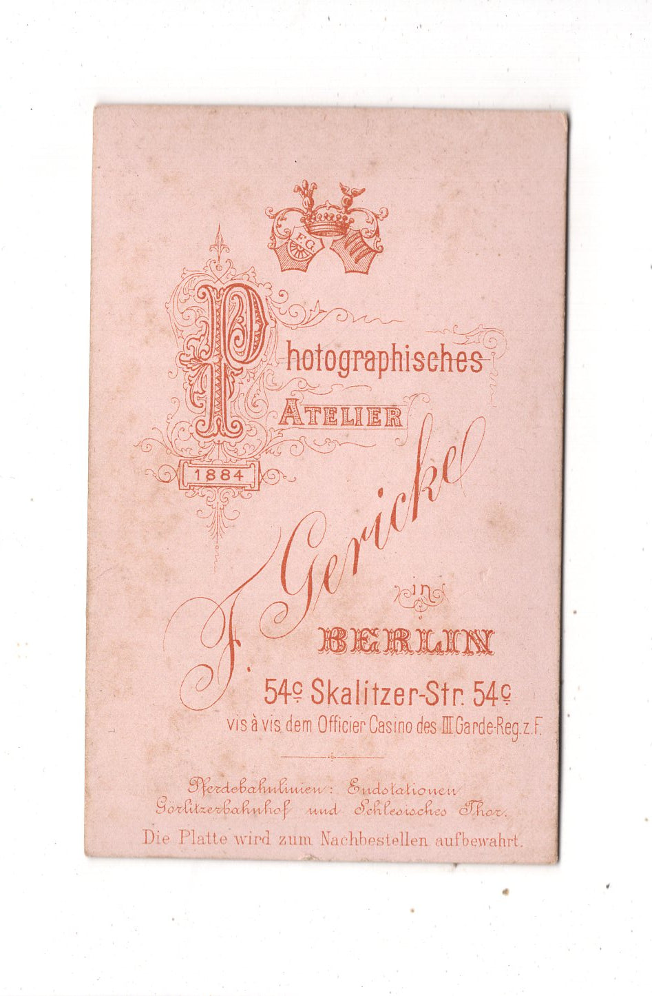 Fotografie Soldat - Berlin 1884