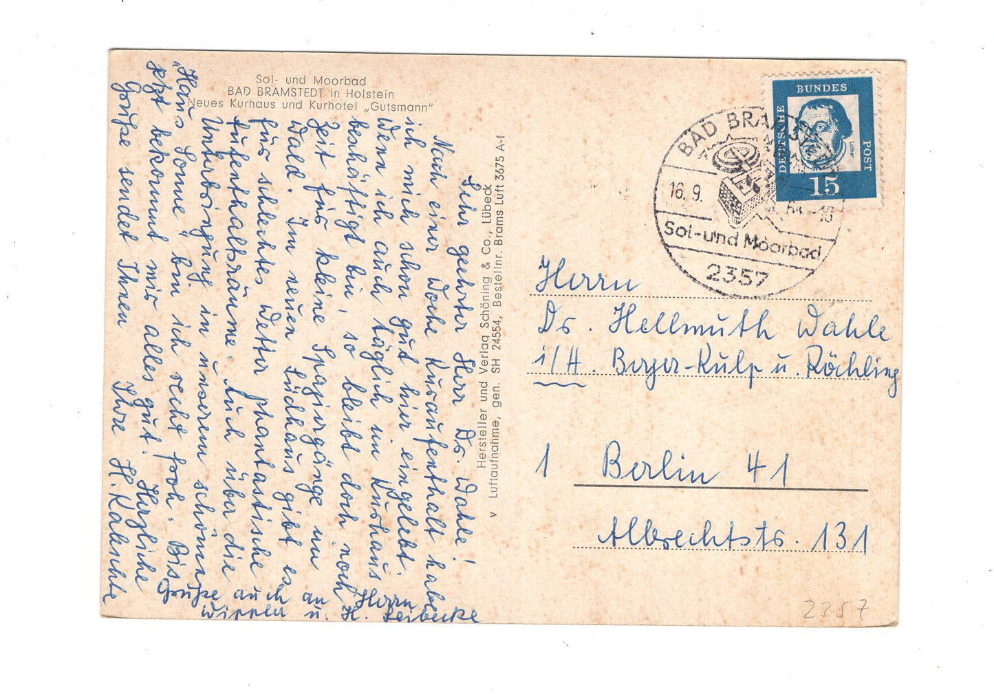 Ansichtskarte Bad Bramstedt in Holstein / Neues Kurhaus und Kurhotel Gutsmann