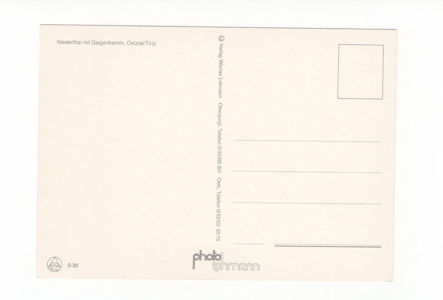 Ansichtskarte Niederthai / Ötztal / Tirol / Österreich