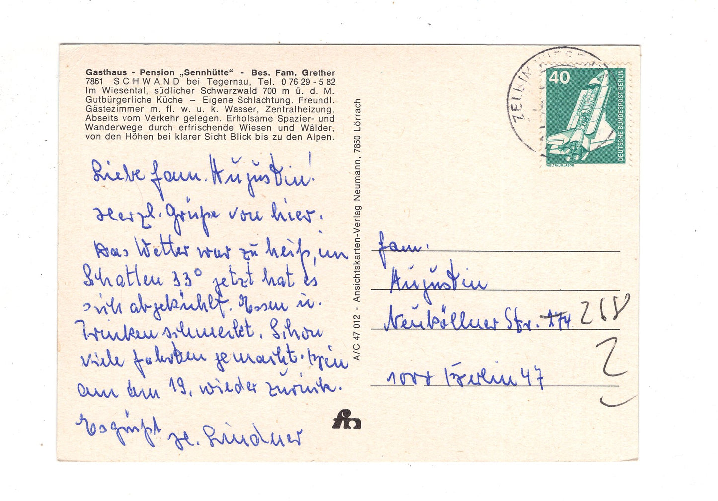 Ansichtskarte Schwand bei Tegernau / südlicher Schwarzwald / K1-49