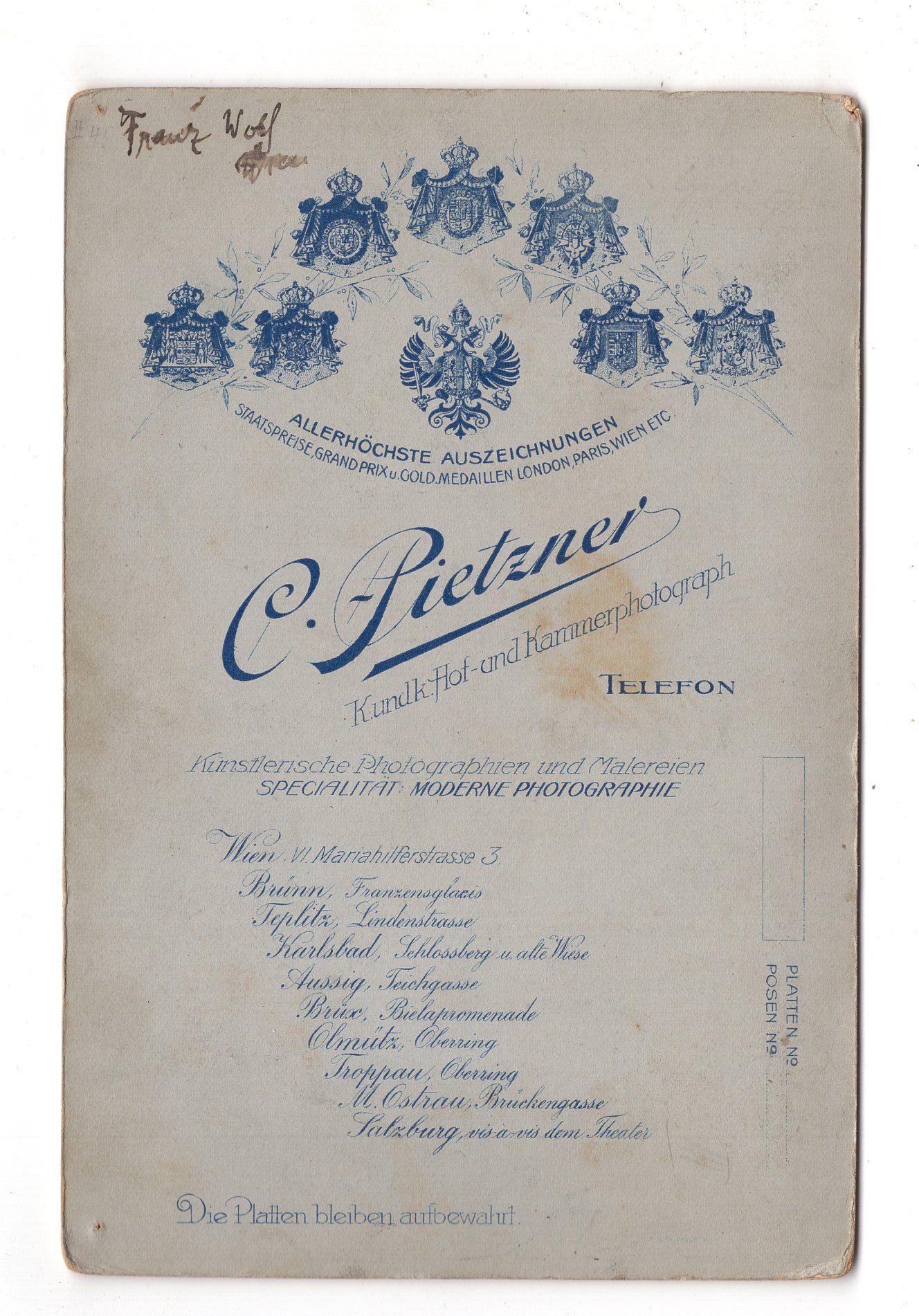 Fotografie Feiner Herr / Franz Wolf - Wien 1900er / CAB X-19