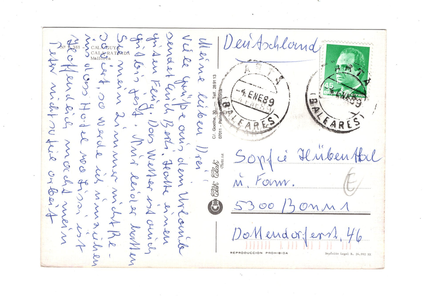 Ansichtskarte Mallorca / Cala Ratjada / Spanien