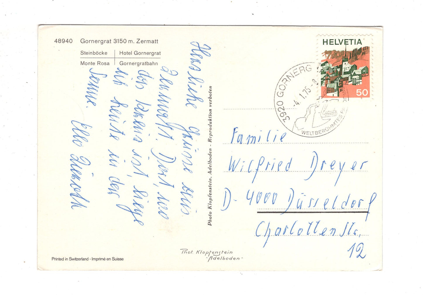 Ansichtskarte Gornergrat / Zermatt / Schweiz