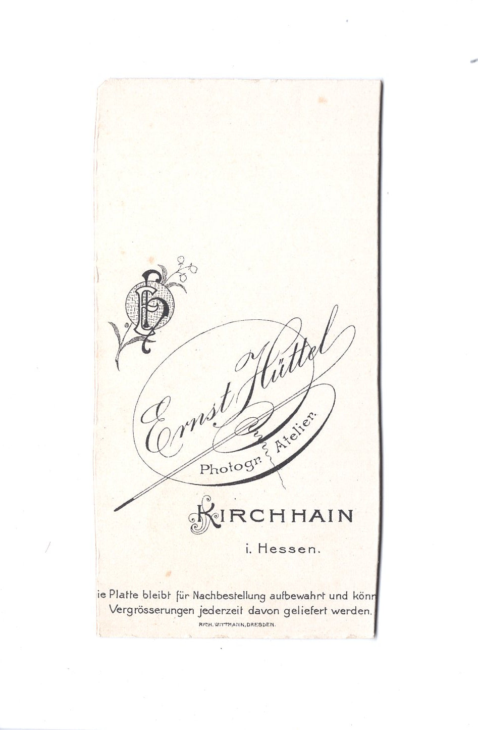 Fotografie Herrenportrait - Kirchhain / Bezirk Kassel 1900er