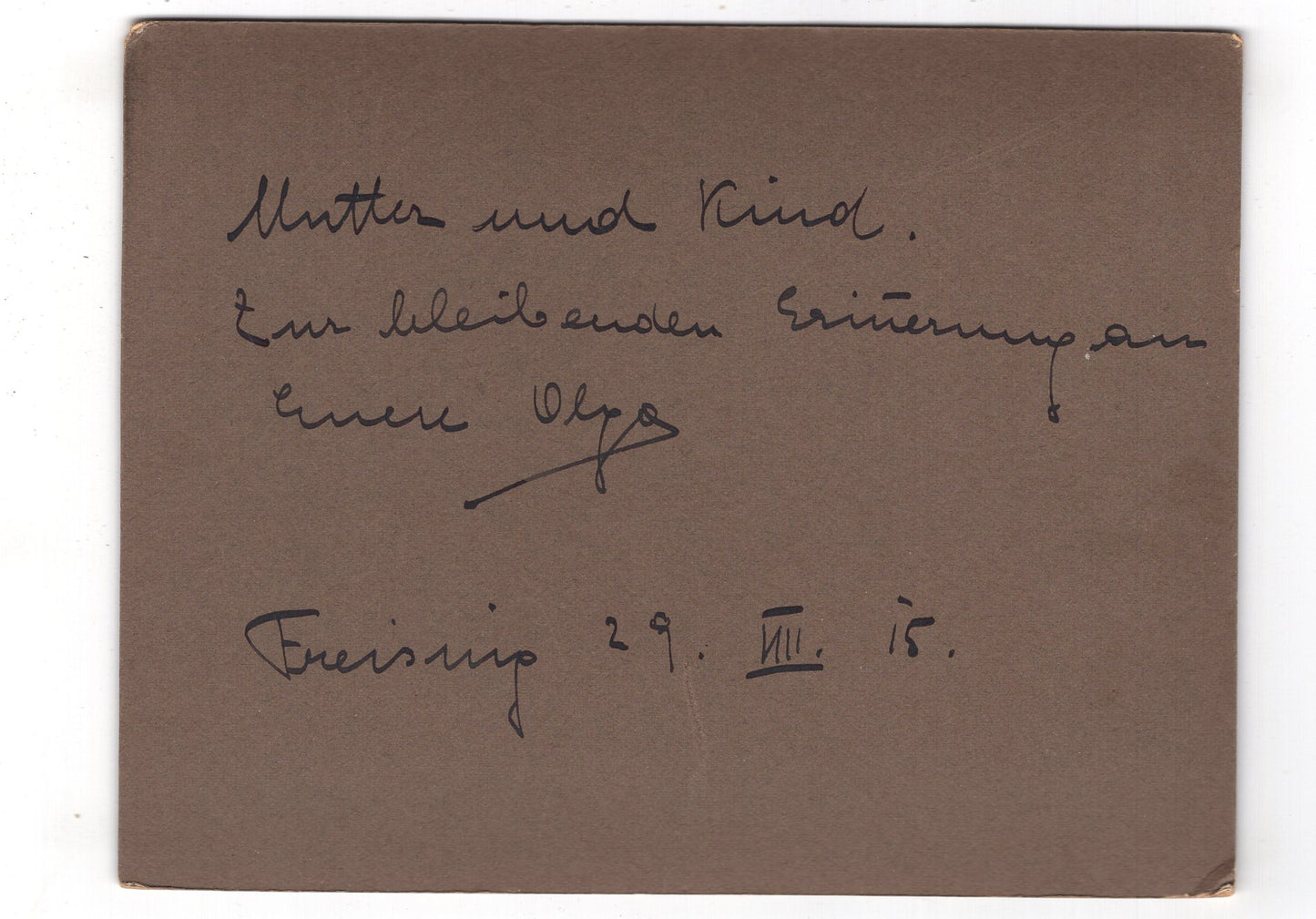 Fotografie Feine Dame mit Baby & Widmung - Freising 1915 / CAB U-34