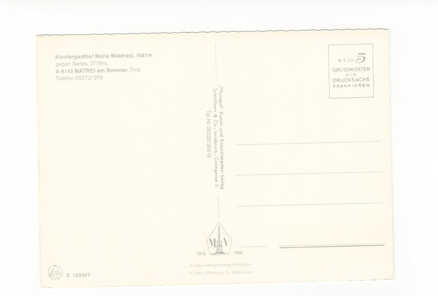 Ansichtskarte Klostergasthof Maria Waldrast / Matrei am Brenner / Tirol / Österreich