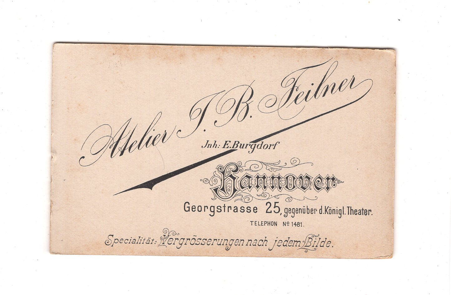 Fotografie Damenportrait - Hannover 1890er / CDV C1-12