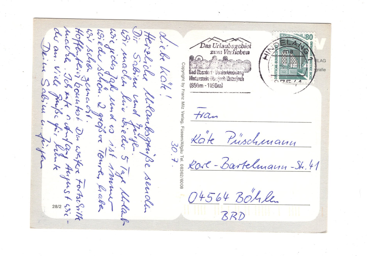 Ansichtskarte Kurort Hindelang / Oberallgäu / I1-61