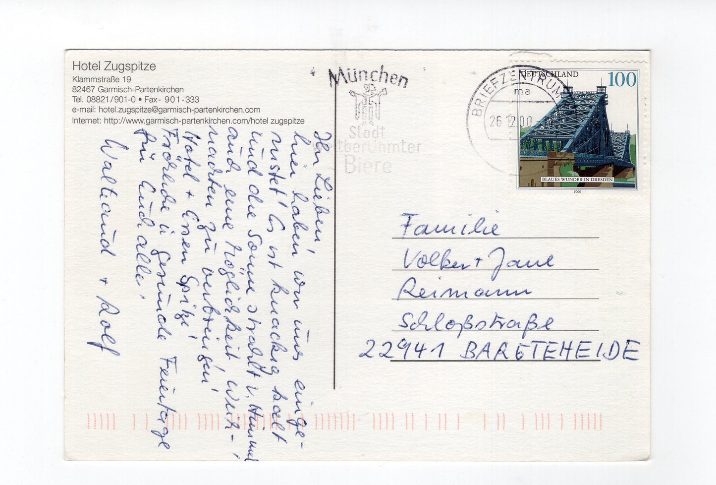 Ansichtskarte Garmisch-Partenkirchen / Hotel Zugspitze