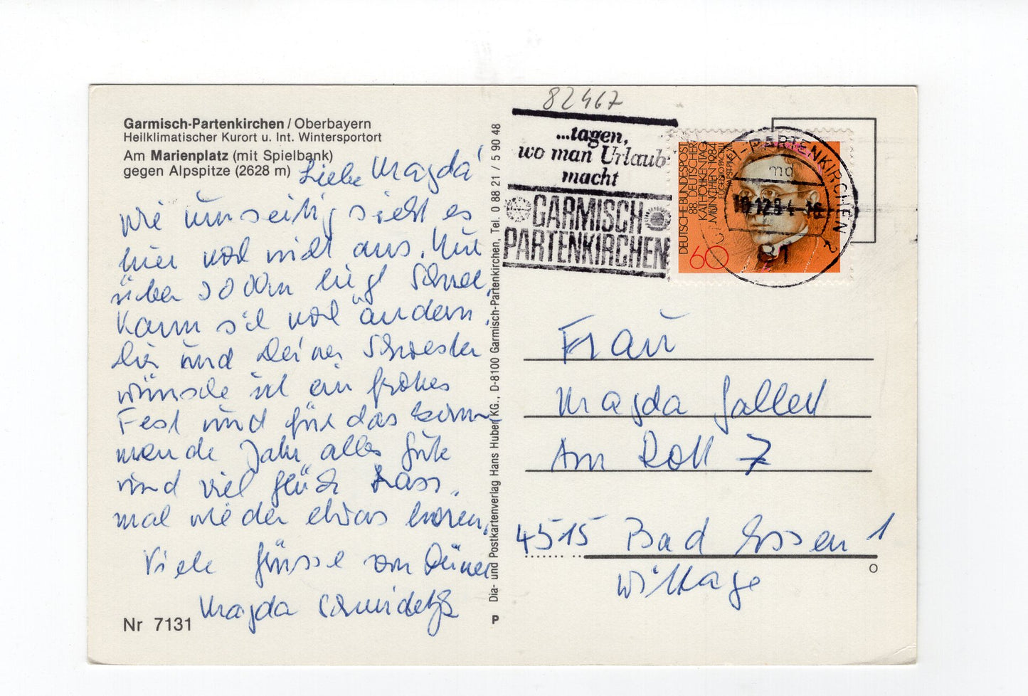 Ansichtskarte Garmisch-Partenkirchen / Am Marienplatz