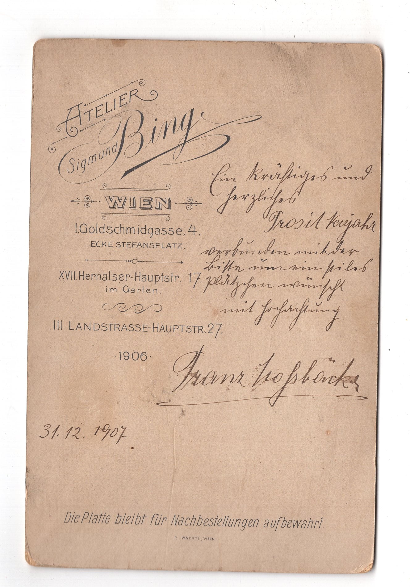 Fotografie Feiner Herr mit Widmung - Wien 1906 / CAB X-20