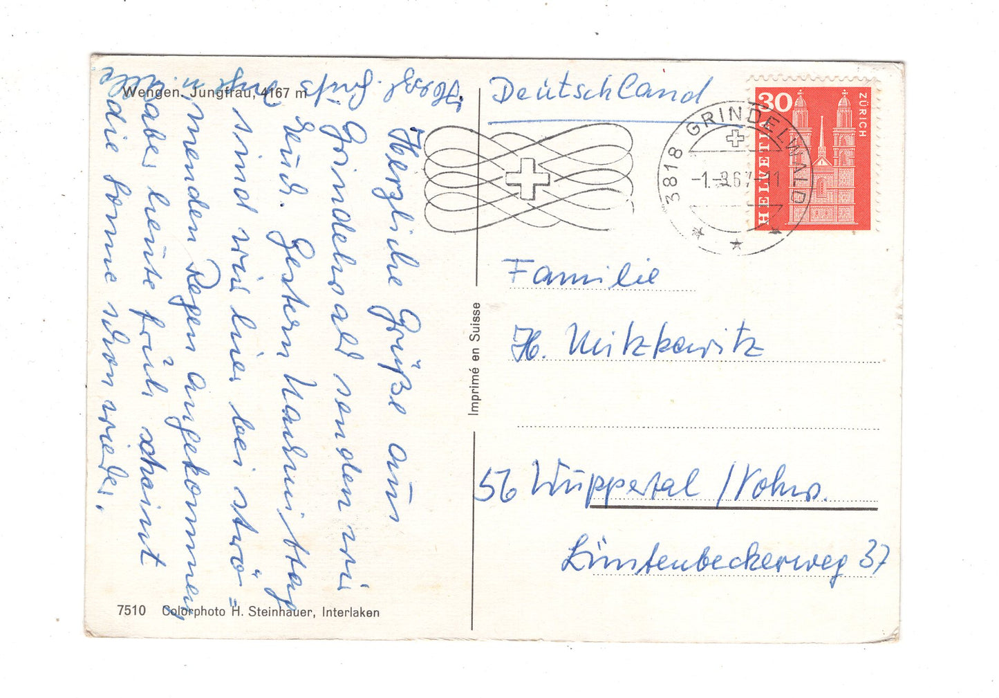 Ansichtskarte Wengen / Jungfrau / Schweiz