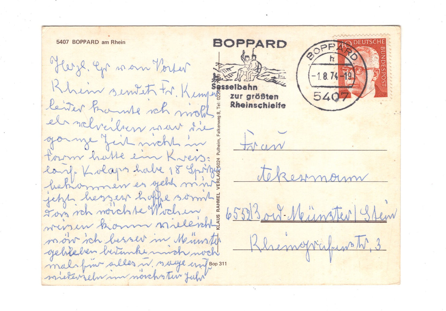 Ansichtskarte Der Rhein bei Boppard