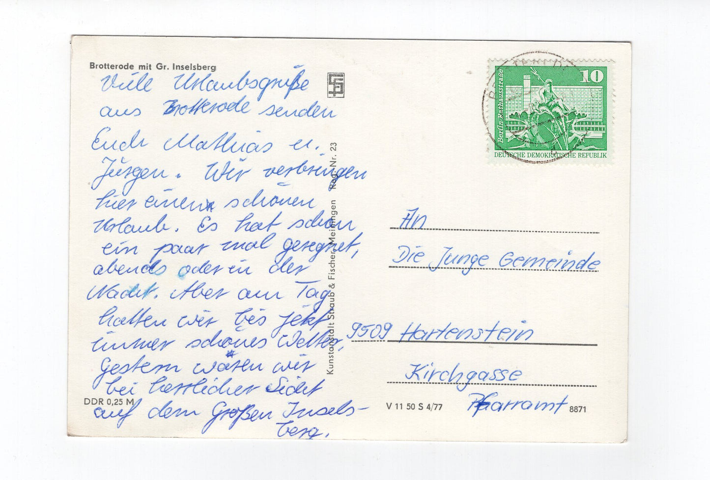 Ansichtskarte Brotterode mit Großem Inselsberg