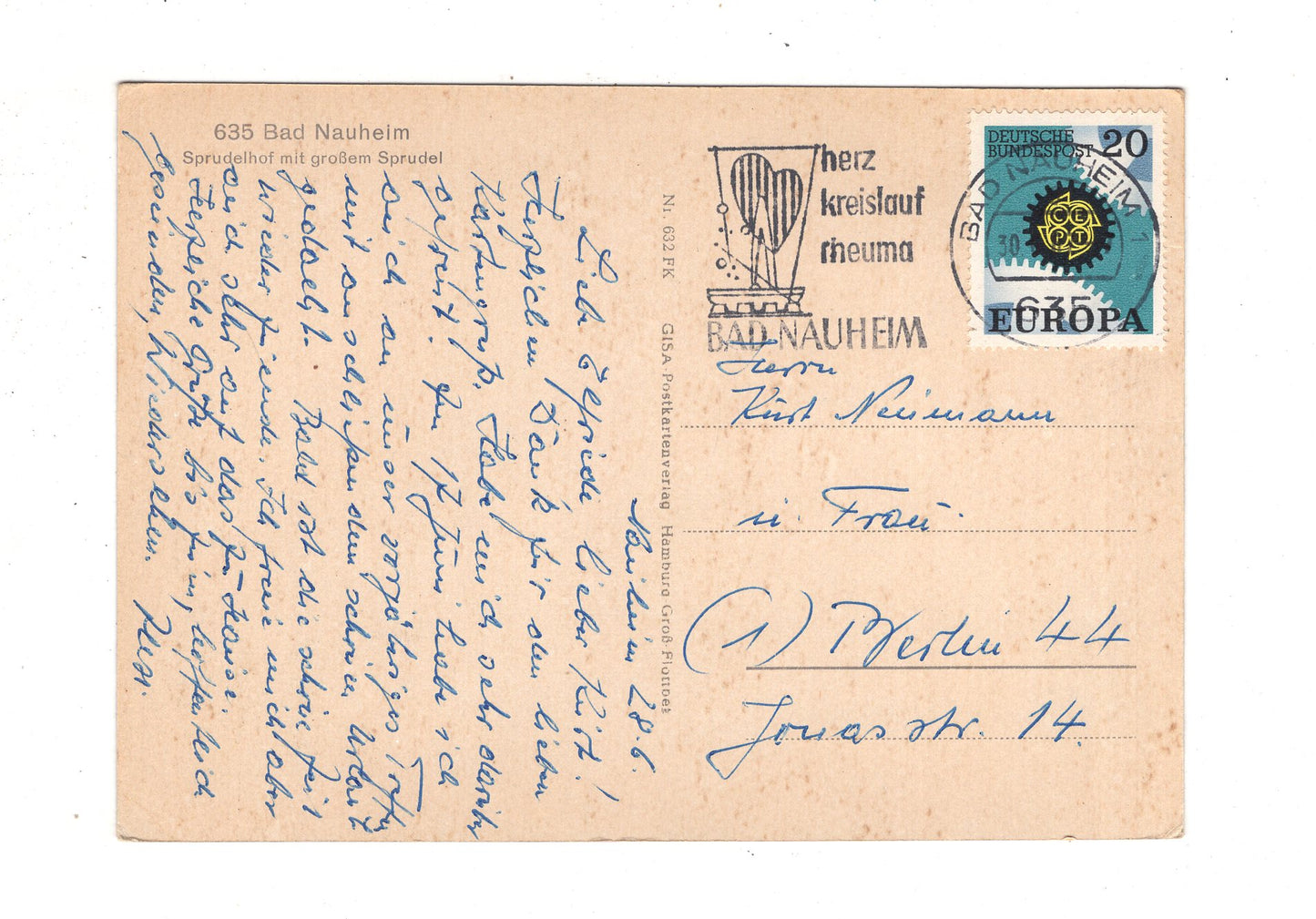 Ansichtskarte Bad Nauheim / Sprudelhof mit großem Sprudel / J1-57