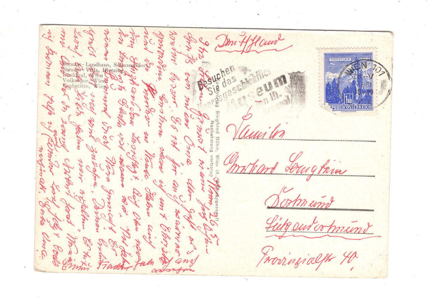 Ansichtskarte Johann-Strauß-Gedenk-Karte / Wien Vienna / Österreich