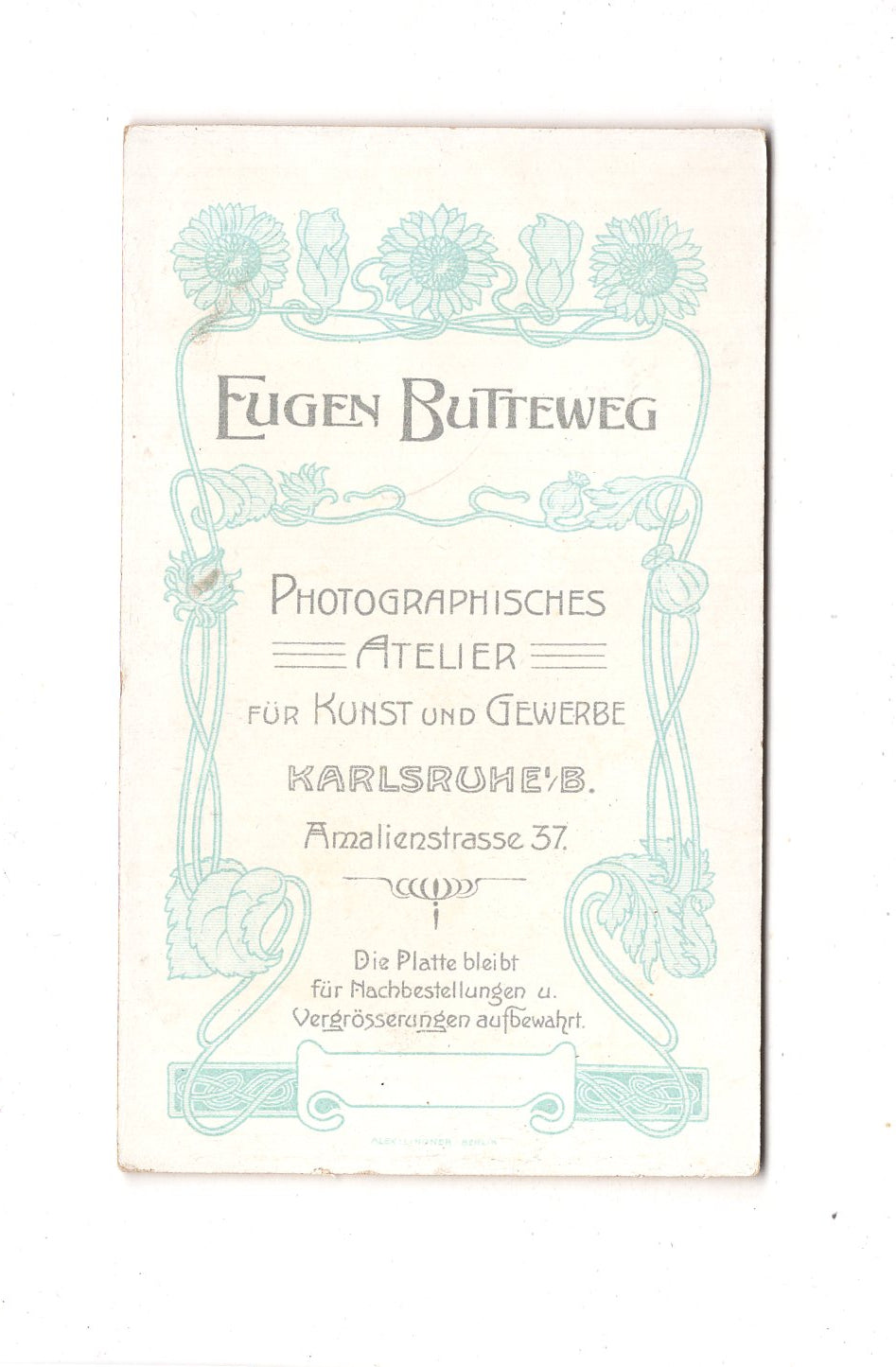 Fotografie Damenportrait - Karlsruhe 1904 / CDV C1-12