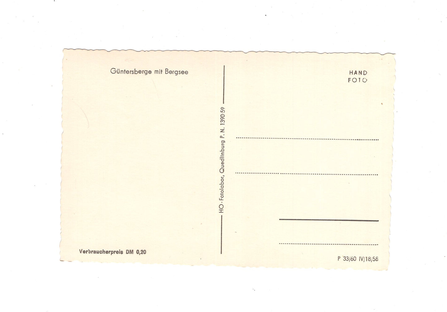 Ansichtskarte Güntersberge mit Bergsee