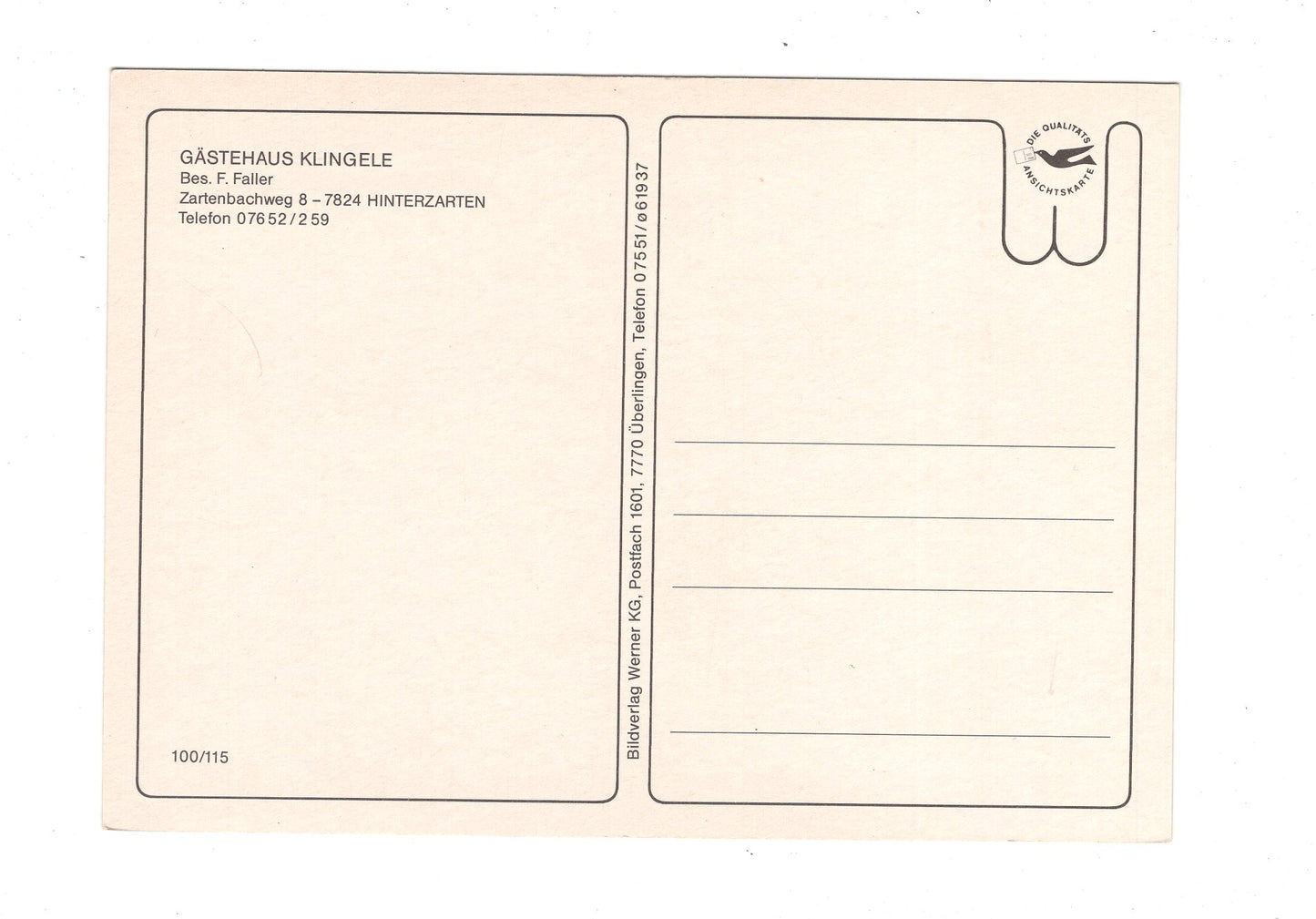 Ansichtskarte Gästehaus Klingele / Hinterzarten im Schwarzwald / G1-66