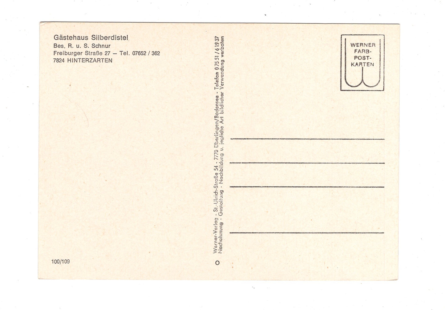 Ansichtskarte Gästehaus Silberdistel / Hinterzarten im Schwarzwald / G1-66