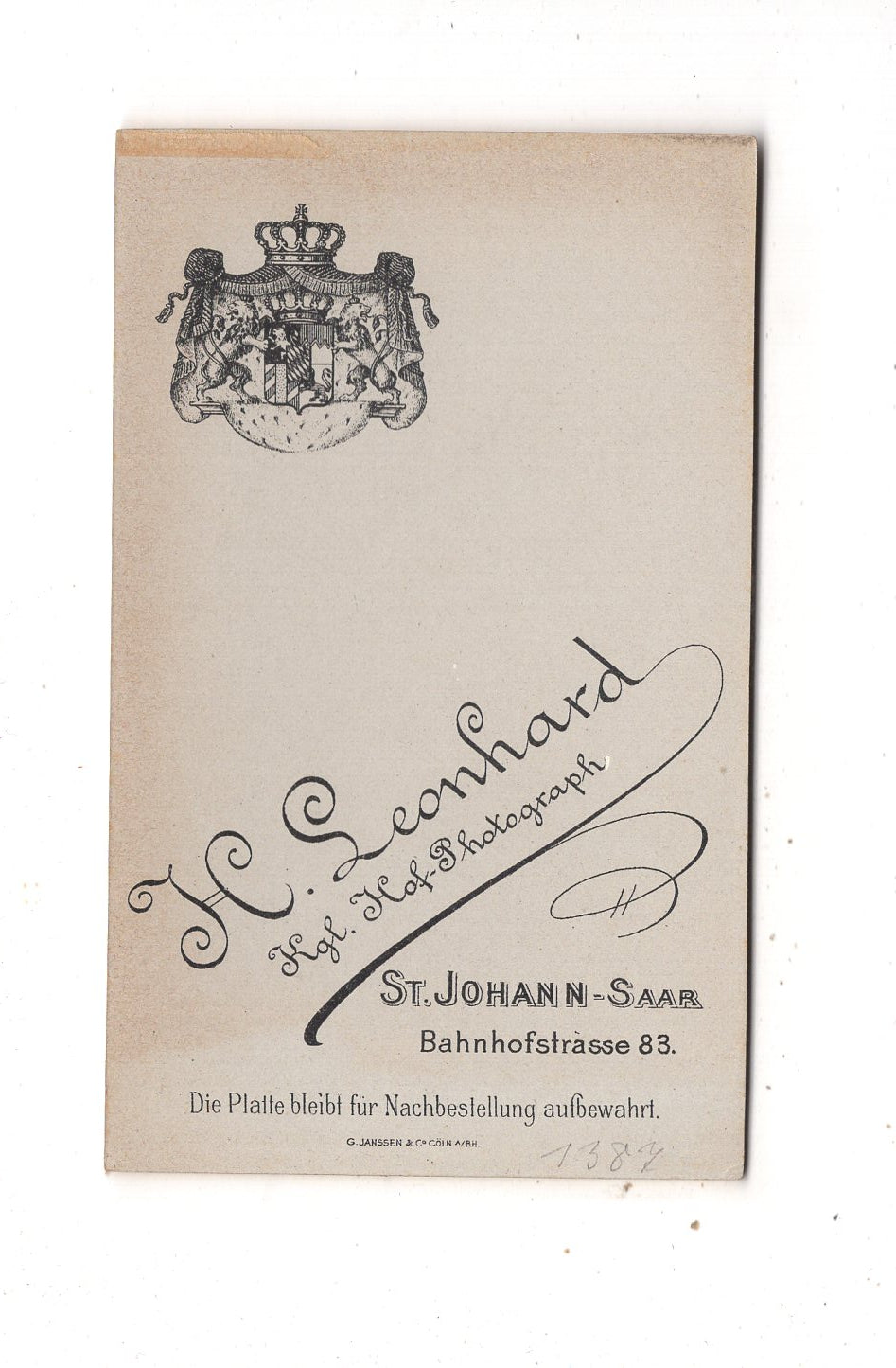 Fotografie Herrenportrait - St. Johann a. d. Saar 1890er