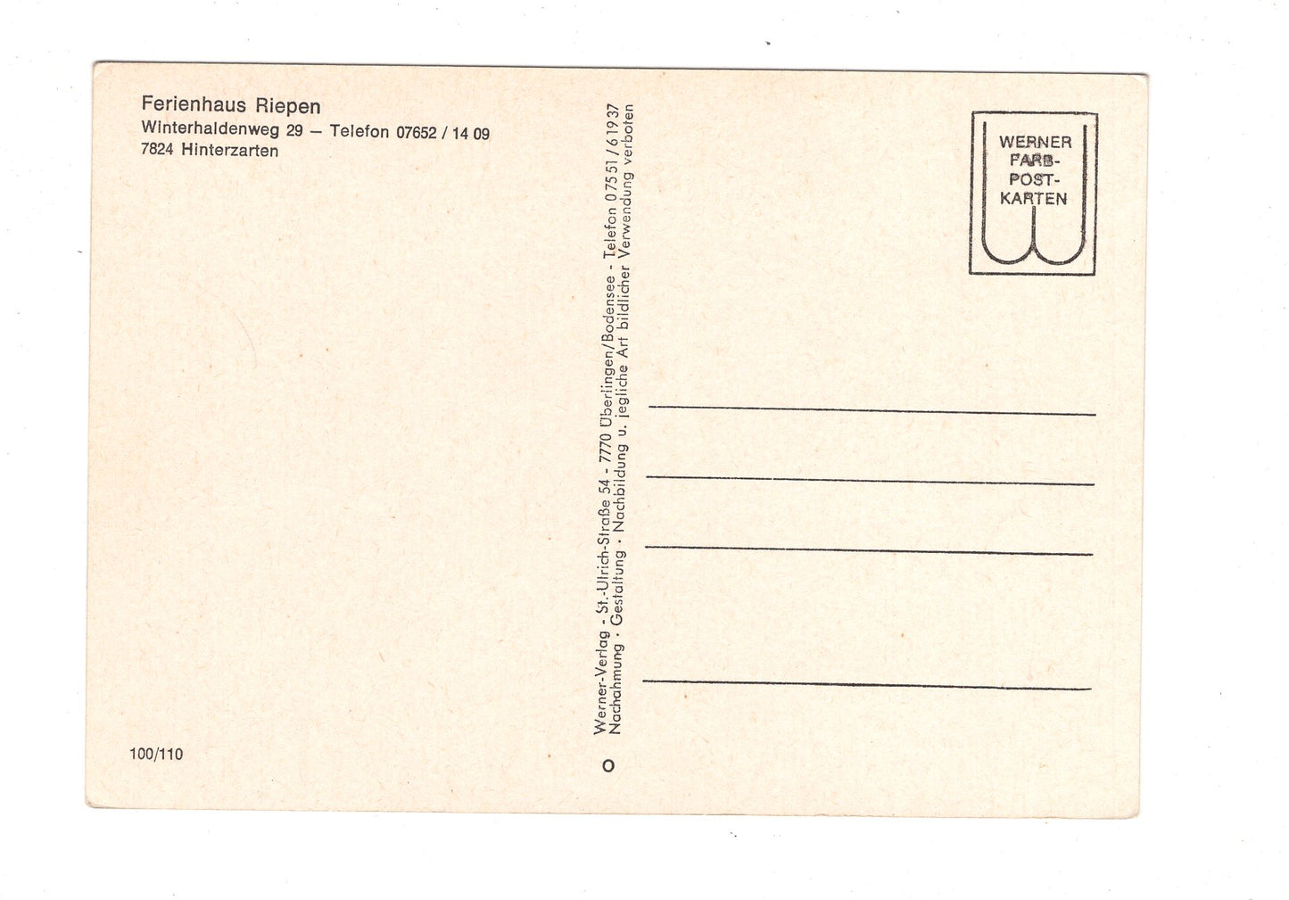 Ansichtskarte Ferienhaus Riepen / Hinterzarten im Schwarzwald / G1-66