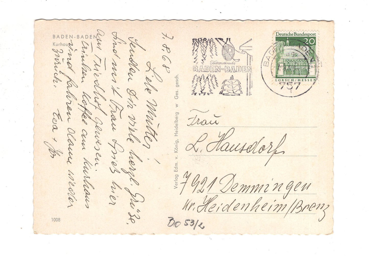 Ansichtskarte Baden-Baden / Kurhaus / J1-57