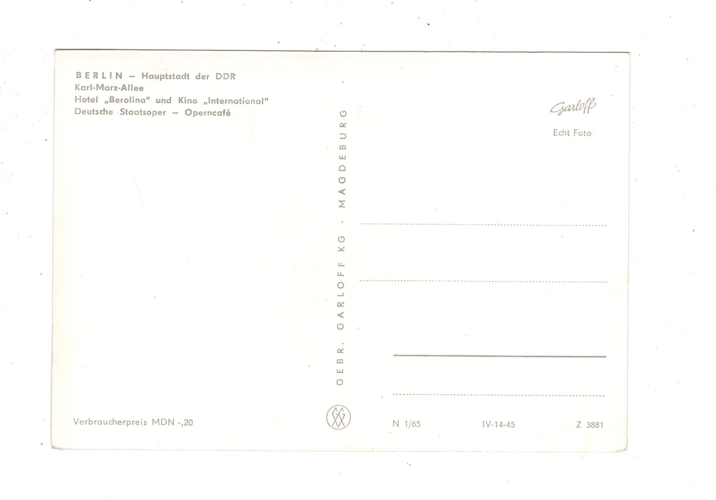 Ansichtskarte Berlin / DDR / Deutsche Staatsoper +++ / K1-50