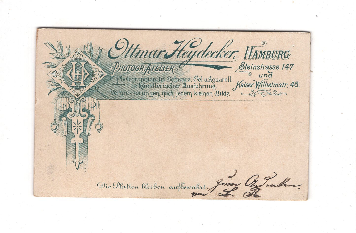 Fotografie Feine Dame mit Widmung - Hamburg 1890er / CDV L1-34