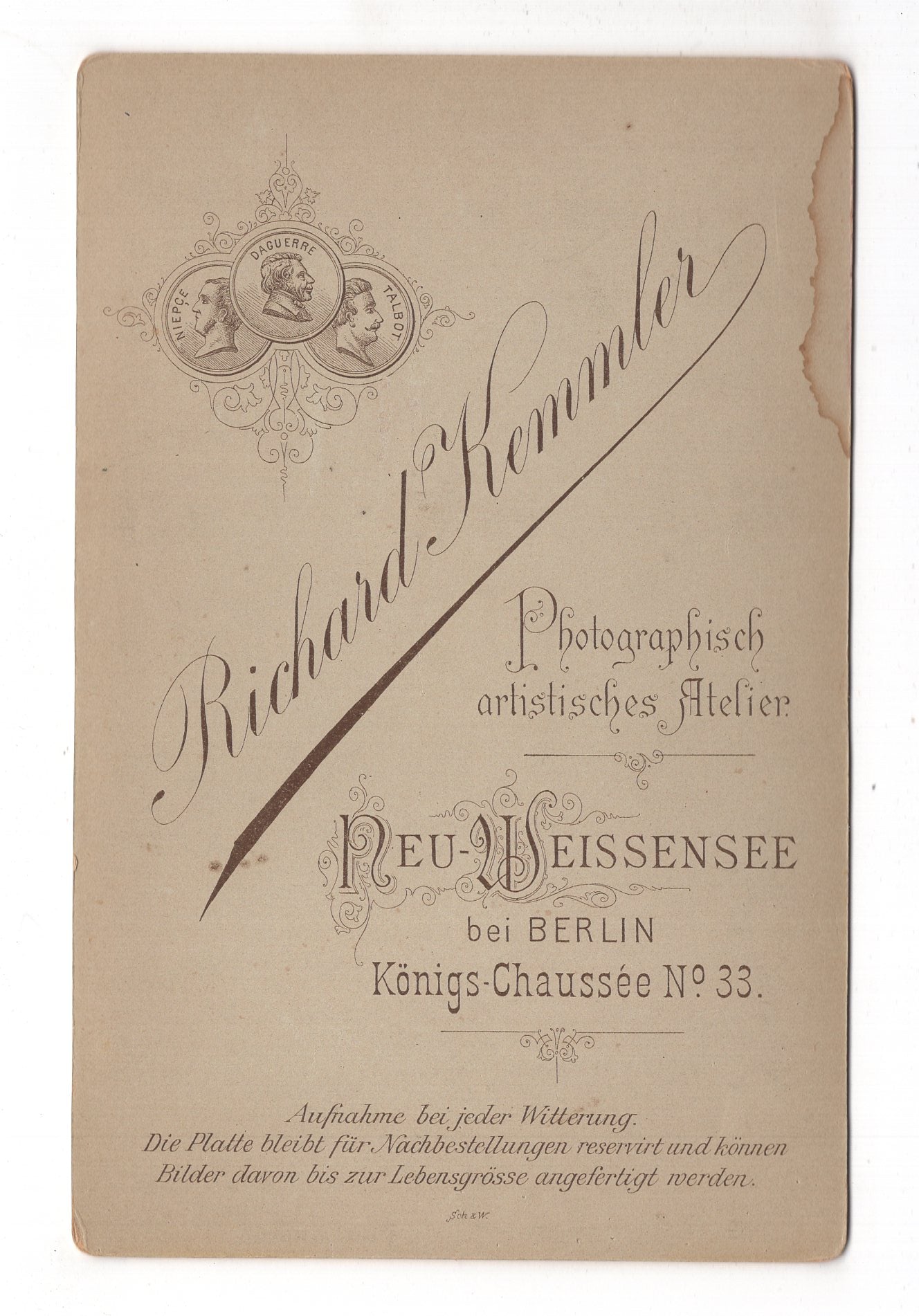 Fotografie Feiner Herr - Neu-Weißensee bei Berlin um 1890 / CAB X-21