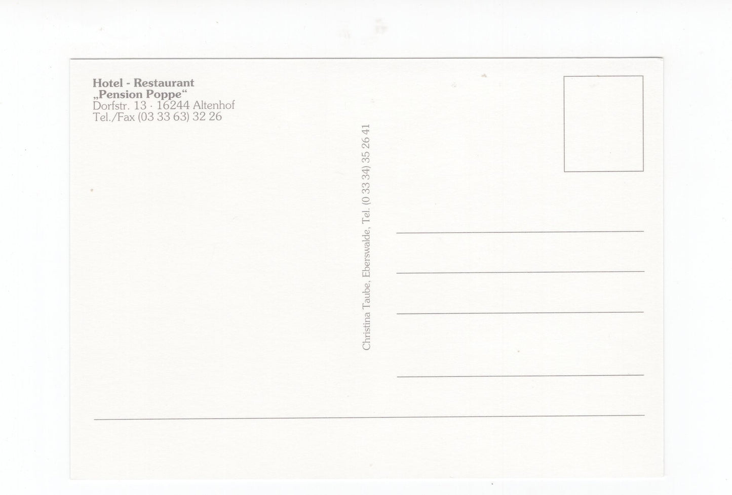 Ansichtskarte Hotel-Restaurant Pension Poppe in Altenhof am Werbellinsee