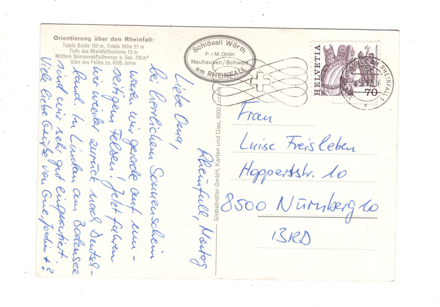 Ansichtskarte Orientierung über den Rheinfall / Schweiz