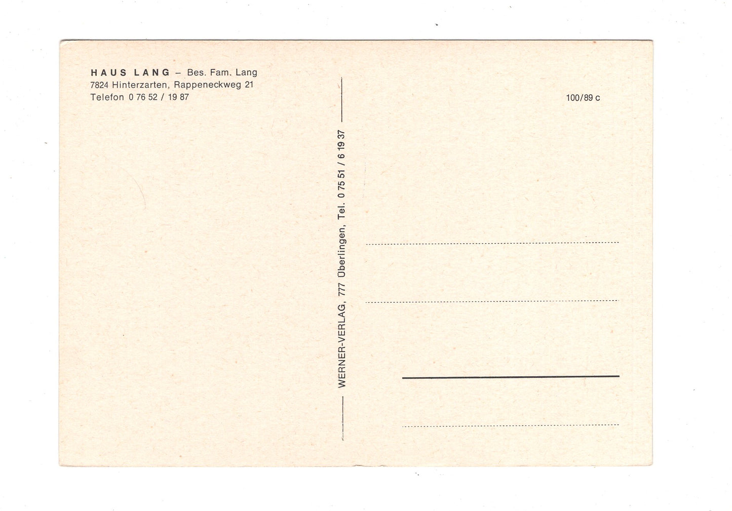 Ansichtskarte Haus Lang / Hinterzarten im Schwarzwald / G1-66