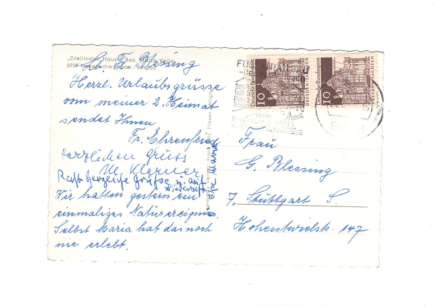 Ansichtskarte Dreilinden Haus / Hohenschwangau / Allgäu / I1-62