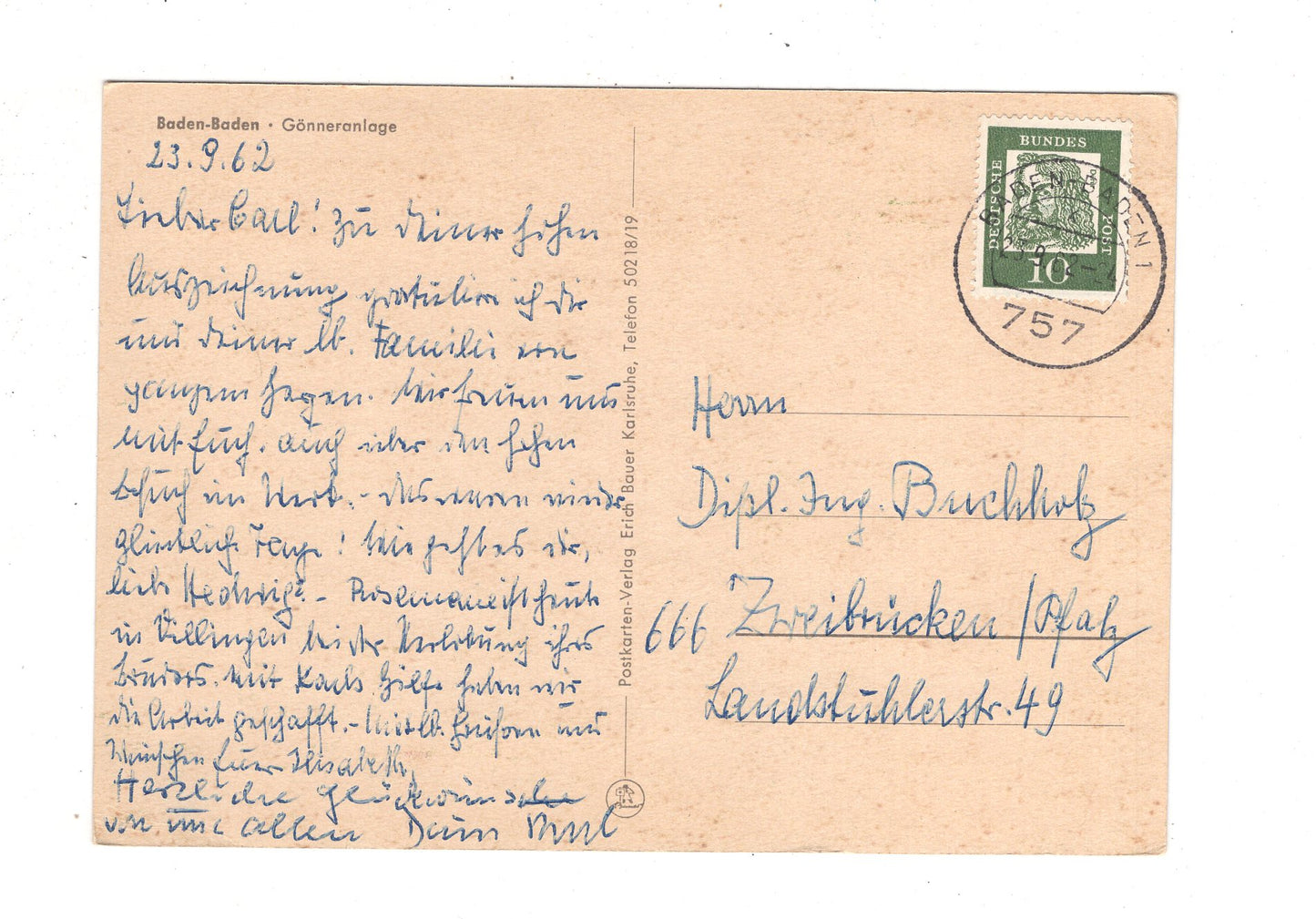 Ansichtskarte Baden-Baden / Gönneranlagen / J1-57