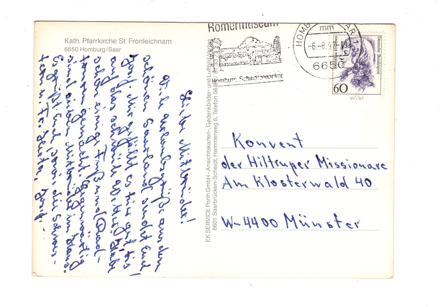 Ansichtskarte Kath. Pfarrkirche St. Fronleichnam / Homburg / Saar / H1-63