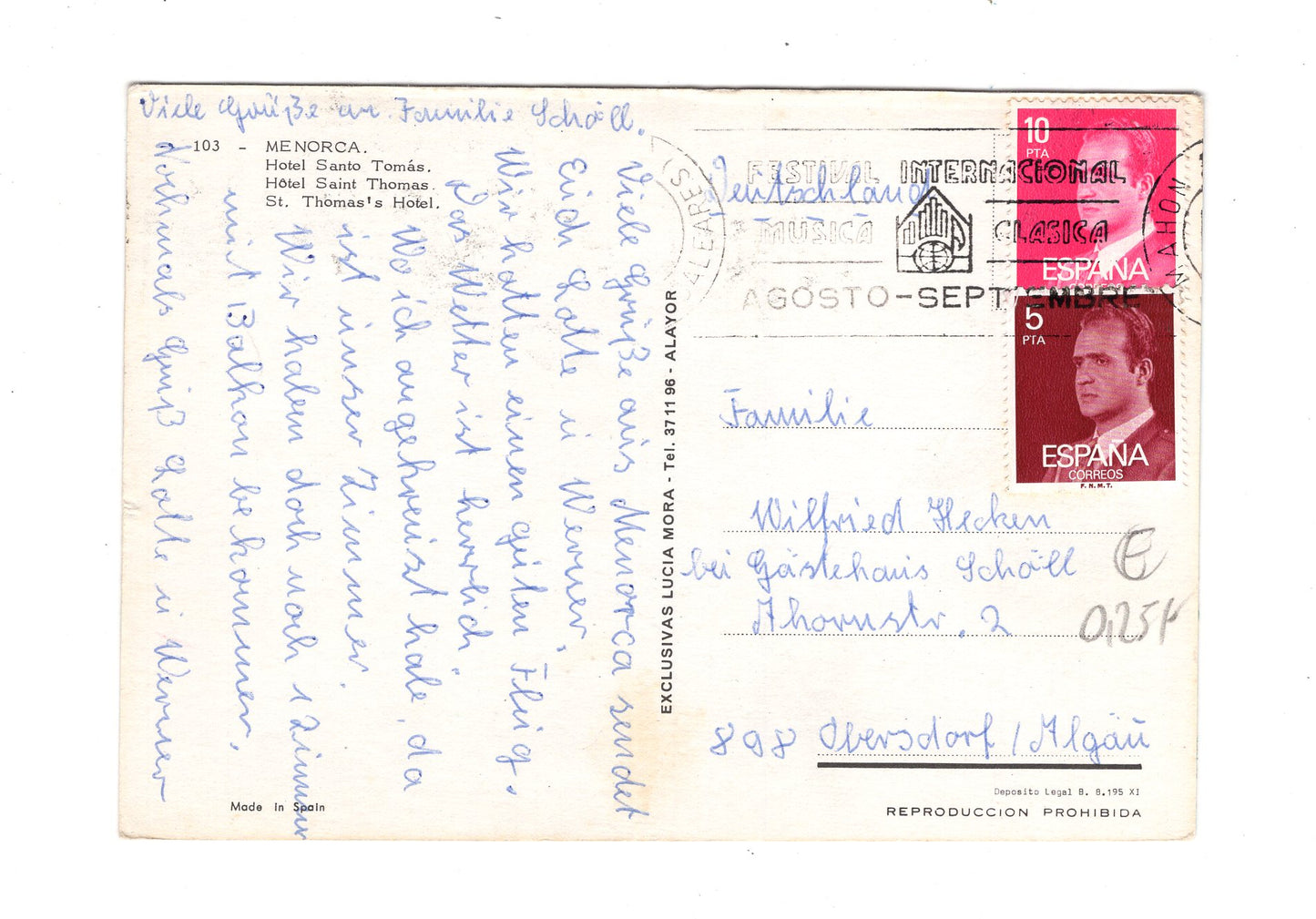 Ansichtskarte Menorca / Hotel Santo Tomas / Spanien