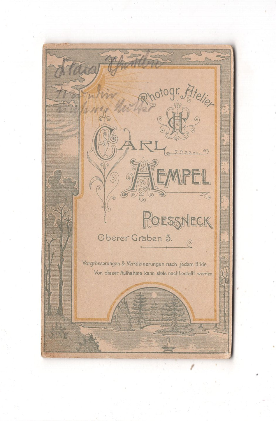 Fotografie Feines junges Mädchen / benannt - Poessneck 1900er / CDV M1-36