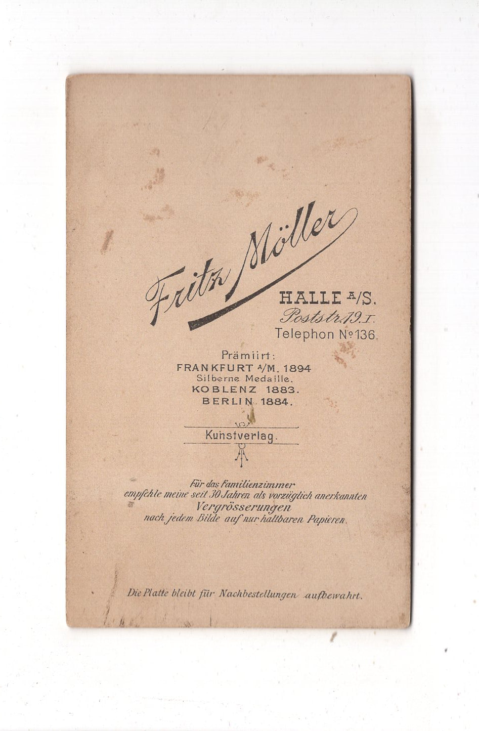 Fotografie Niedlicher kleiner Junge - Halle an der Saale 1890er / CDV M1-16