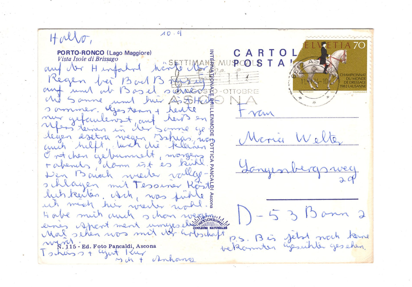 Ansichtskarte Porto-Ronco / Lago Maggiore / Schweiz