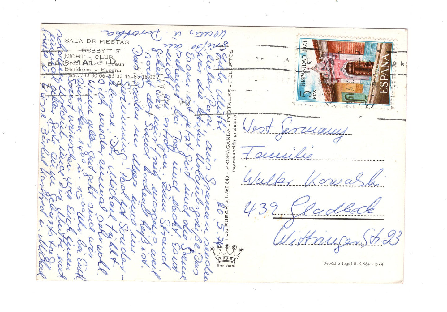 Ansichtskarte Benidorm / Bobby´s Night Club / Spanien