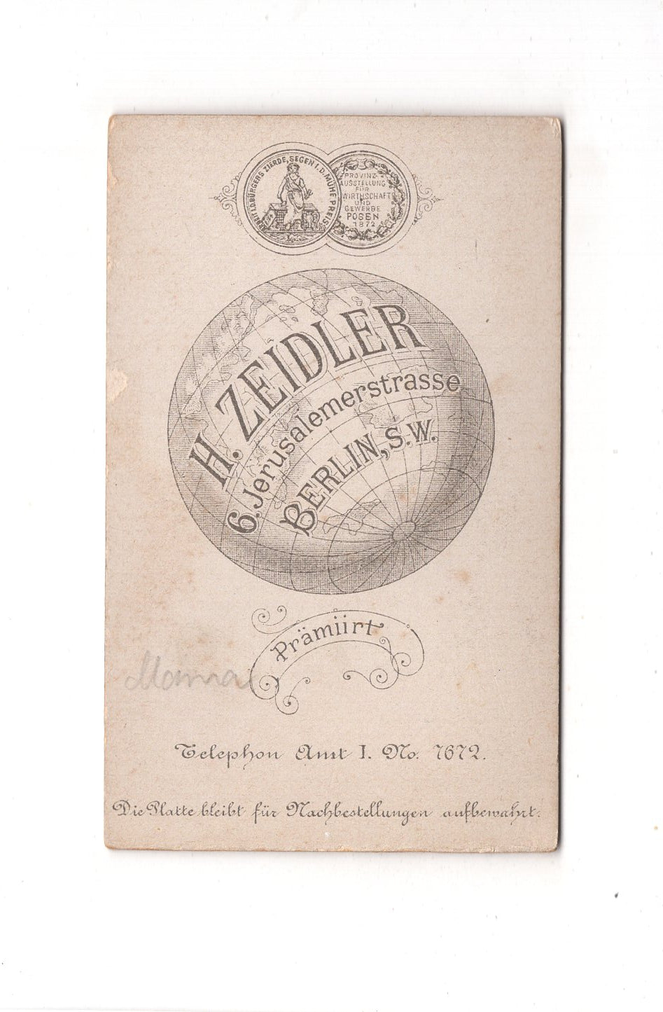 Fotografie Damenportrait - Berlin 1890er / CDV C1-13