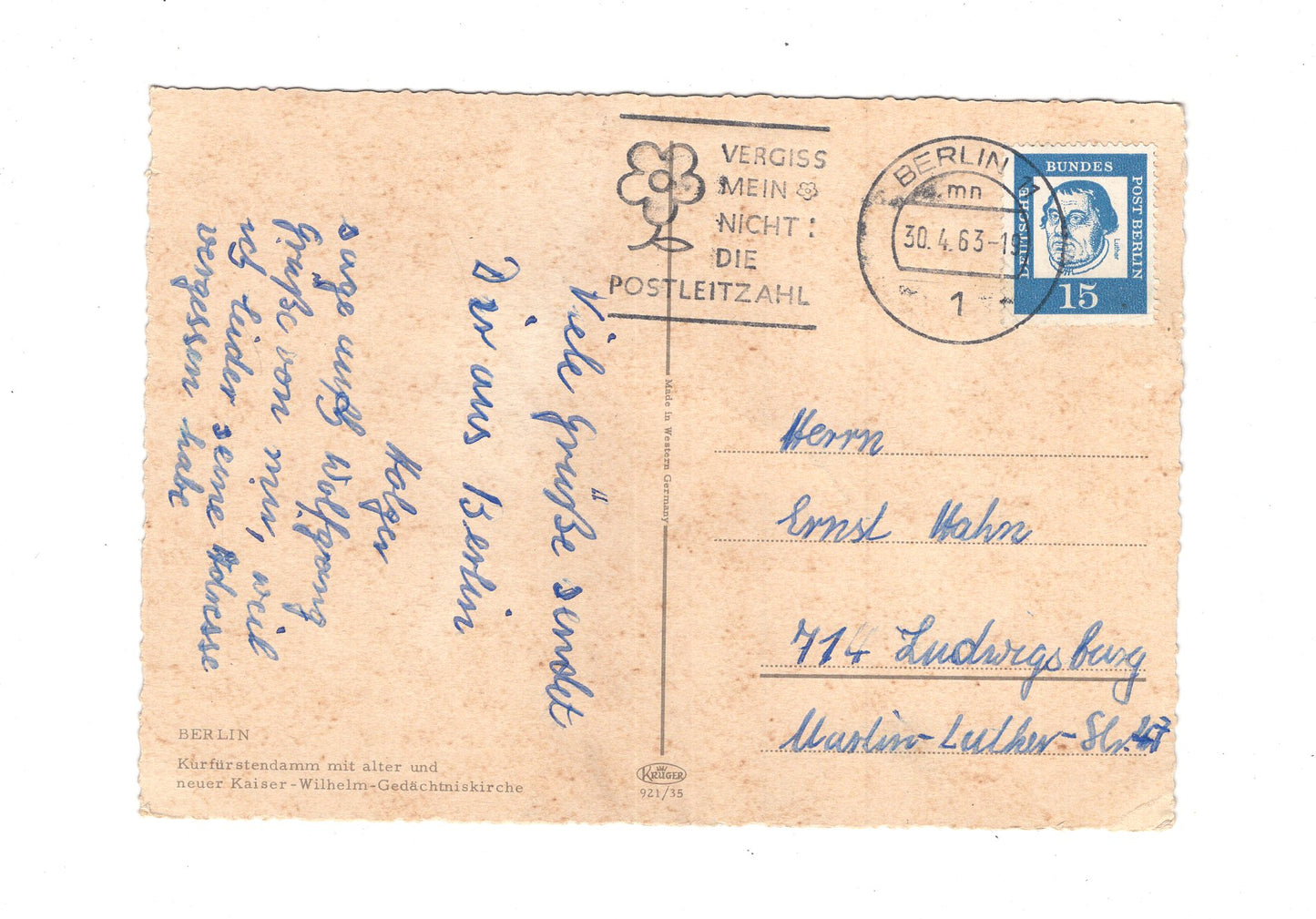 Ansichtskarte Berlin / Kurfürstendamm mit Kaiser-Wilhelm-Gedächtniskirche