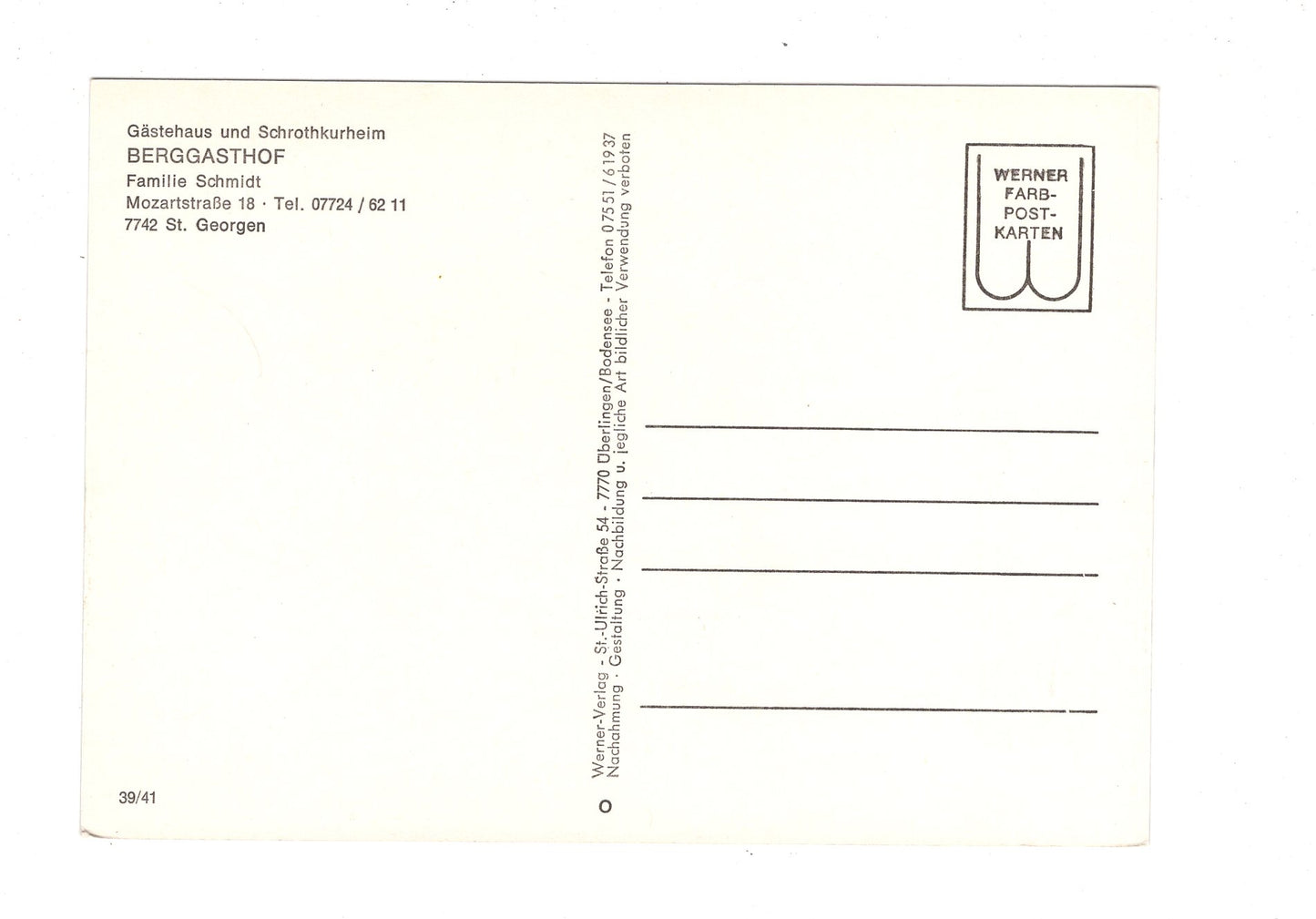 Ansichtskarte Gästehaus & Schrothkurheim Berggasthof / St. Georgen / H1-63