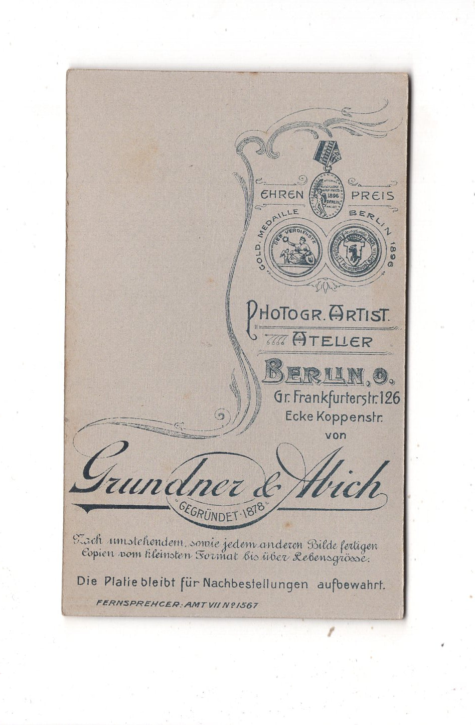 Fotografie Feines junges Mädchen - Berlin 1890er / CDV M1-36